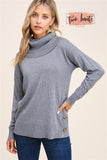 Slouchy Turtle Neck with Button Detail