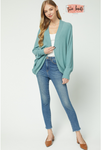 Solid open-front cocoon cardigan