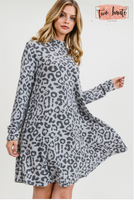 Leopard Print Brushed Cashmere A Line Dress