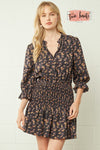 Floral Print Rouched Dress