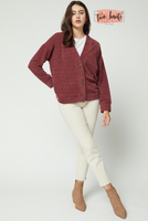 Solid Ribbed Button  Down Cardigan