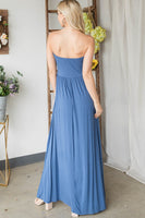 Strapless Rouched Maxi Dress
