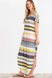 Striped T-Shirt Maxi with pockets