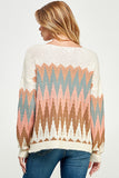 Cream Sweater with Desert Tone Chevron Design