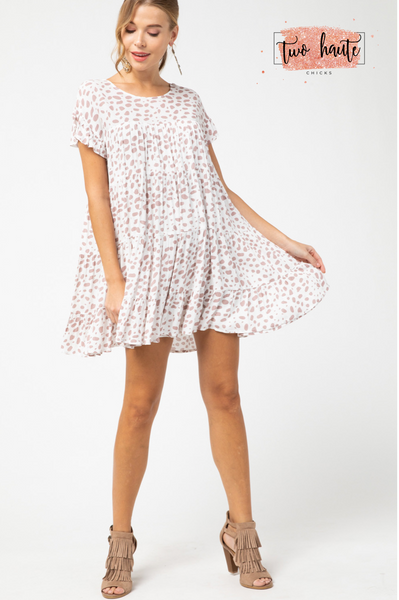 Dotted Print Multi Tiered Dress