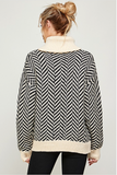 Black and White Chevron Turtleneck Sweater