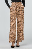 Taupe and Black Wide Leg Print Pant