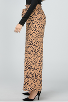 Taupe and Black Wide Leg Print Pant