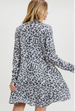 Leopard Print Brushed Cashmere A Line Dress