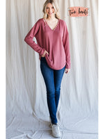 Solid Thermal Top with Button Detail