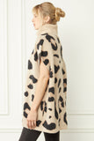 Leopard Print Turtleneck Sleeveless Sweater